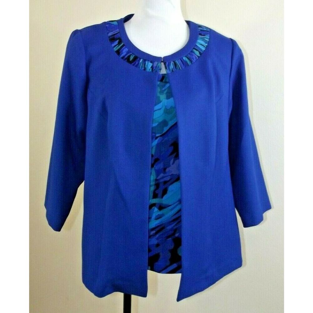 K Woman Collection 2-Piece OPEN JACKET & TANK TOP - Size 14W - Blue
